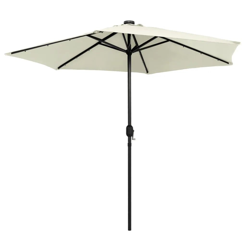 vidaXL vidaXL Garden Parasol with LED Lights and Aluminium Pole 270 cm Sand White - Parasol