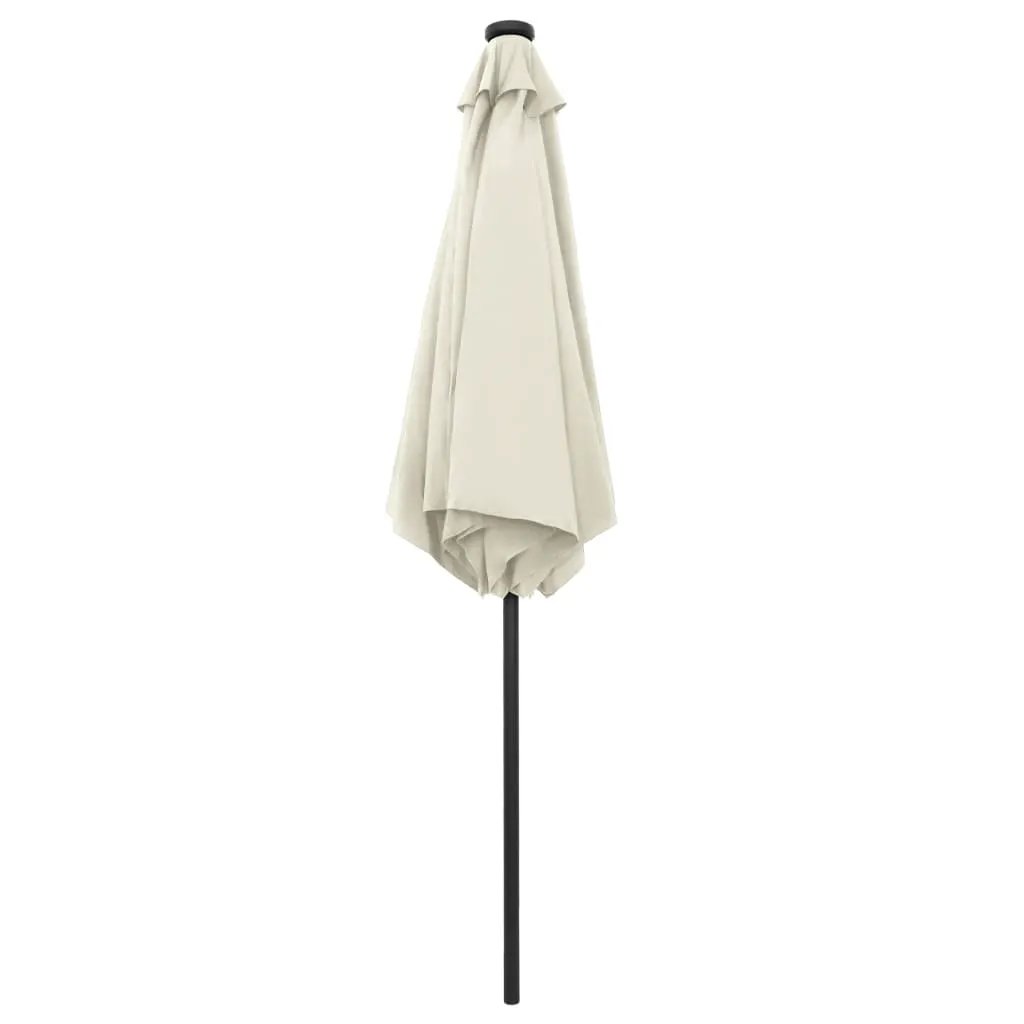 vidaXL vidaXL Garden Parasol with LED Lights and Aluminium Pole 270 cm Sand White - Parasol
