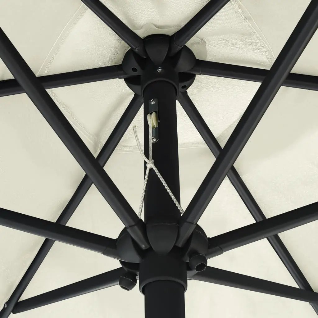 vidaXL vidaXL Garden Parasol with LED Lights and Aluminium Pole 270 cm Sand White - Parasol