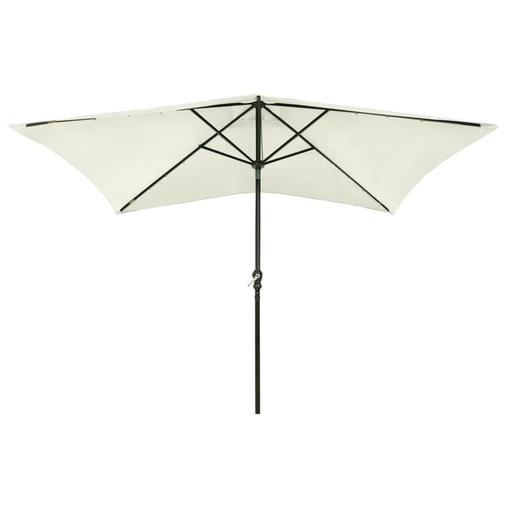 vidaXL vidaXL Garden Parasol with LEDs and Steel Pole Sand 2x3 m - Parasol