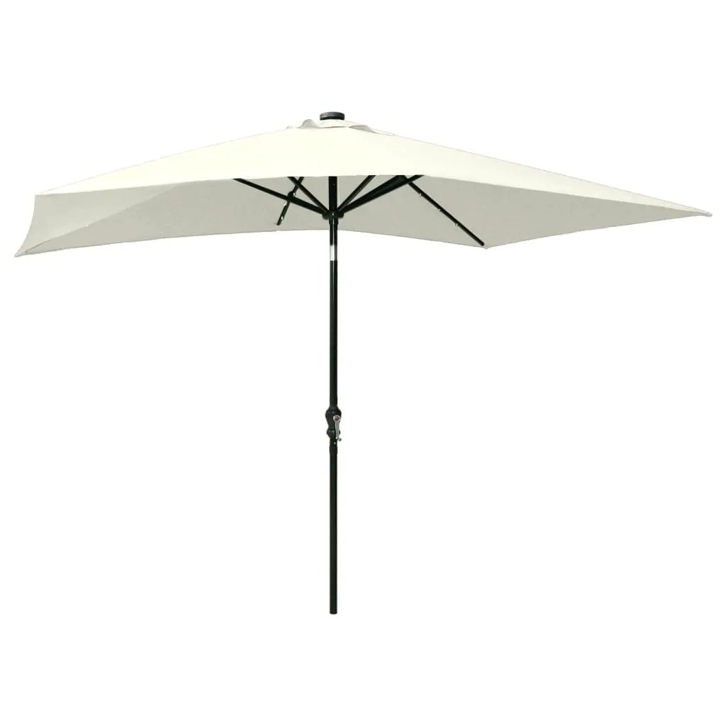 vidaXL vidaXL Garden Parasol with LEDs and Steel Pole Sand 2x3 m - Parasol