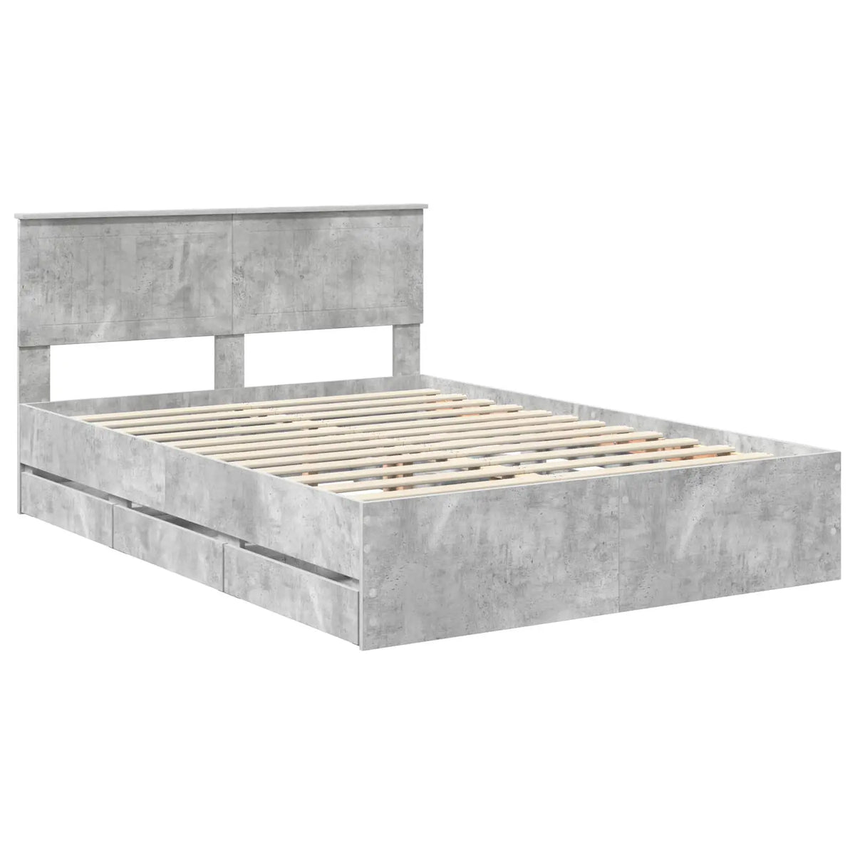 vidaXL Bed Frame with Drawer Concrete Grey 140 x 190 cm Engineer Wood - from vidaXL