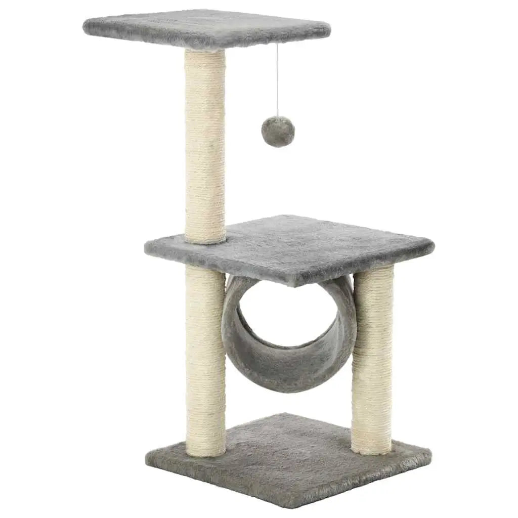 vidaXLCat Tree with Sisal Scratching Posts 65 cm Grey - from vidaXL