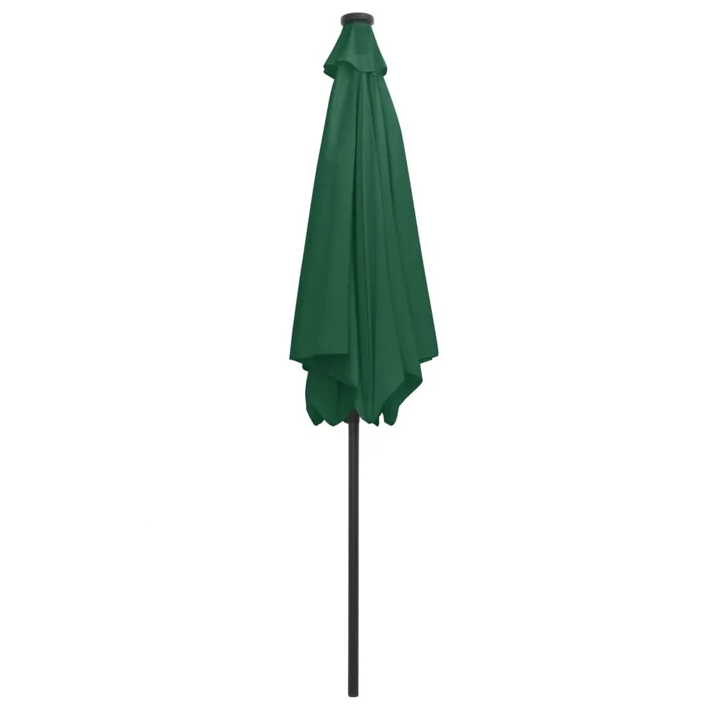 vidaXL vidaXL Garden Parasol with LED Lights and Aluminium Pole 300 cm Green - Parasol