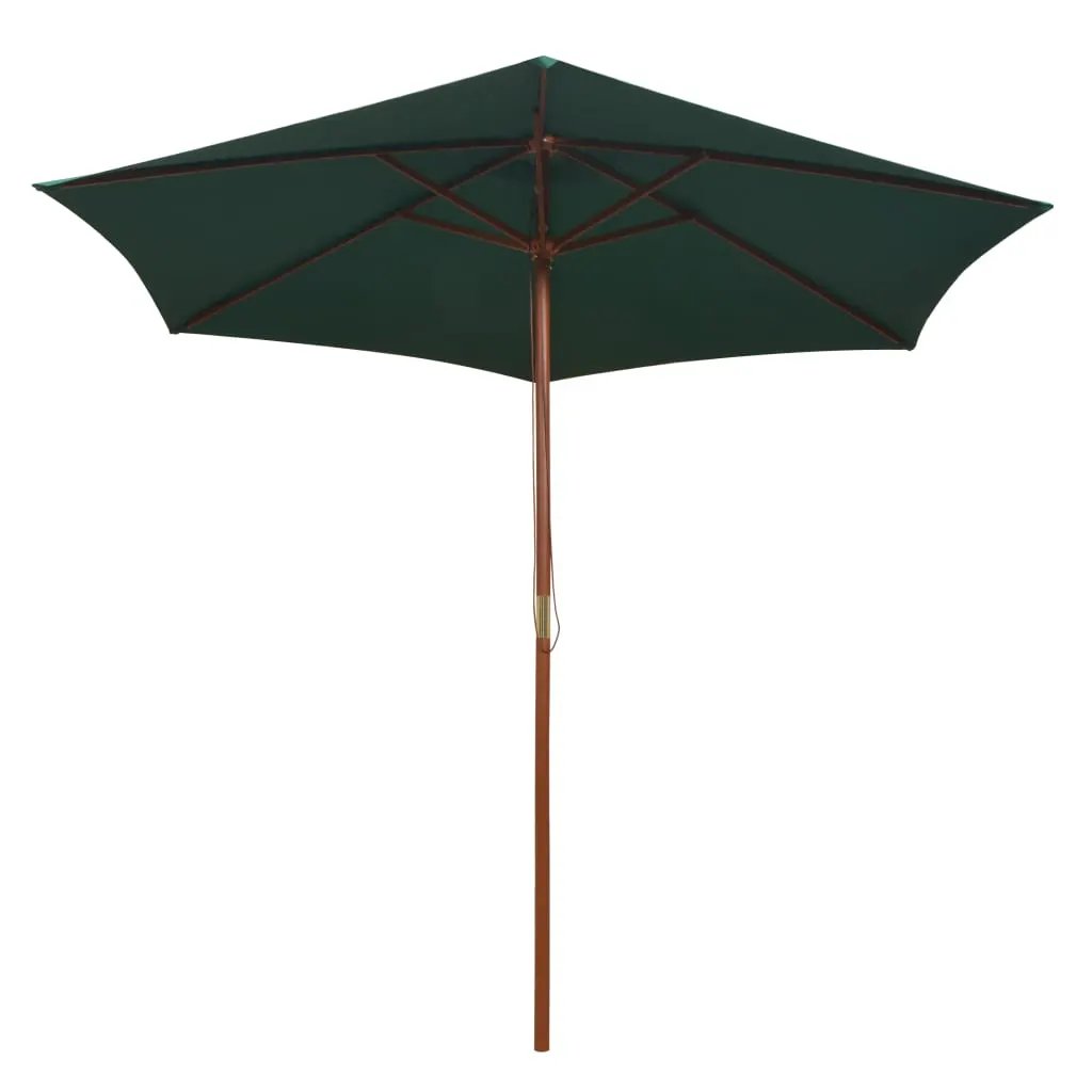 vidaXL vidaXL Garden Parasol 270x270 cm Wooden Pole Green - Parasol