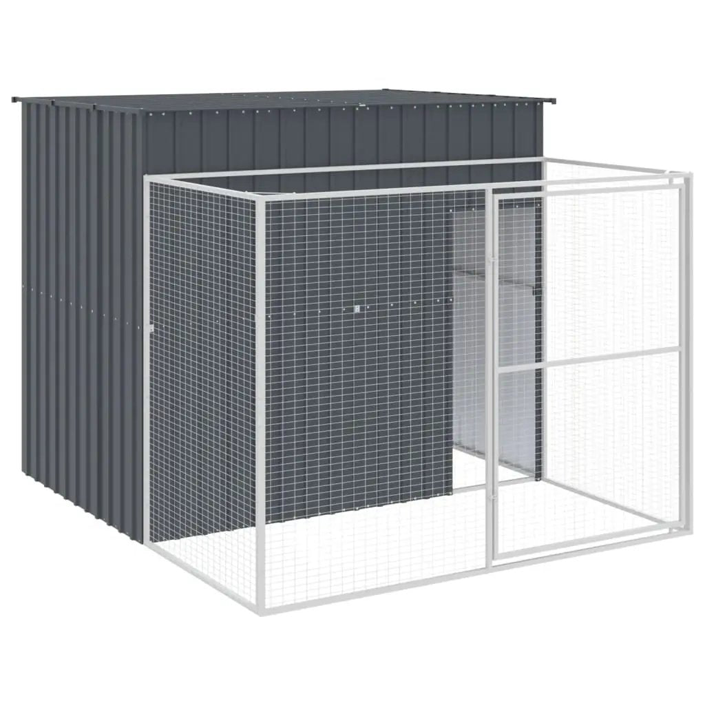 vidaXL Dog House with Run Anthracite 214x253x181 cm Galvanised Steel - from vidaXL