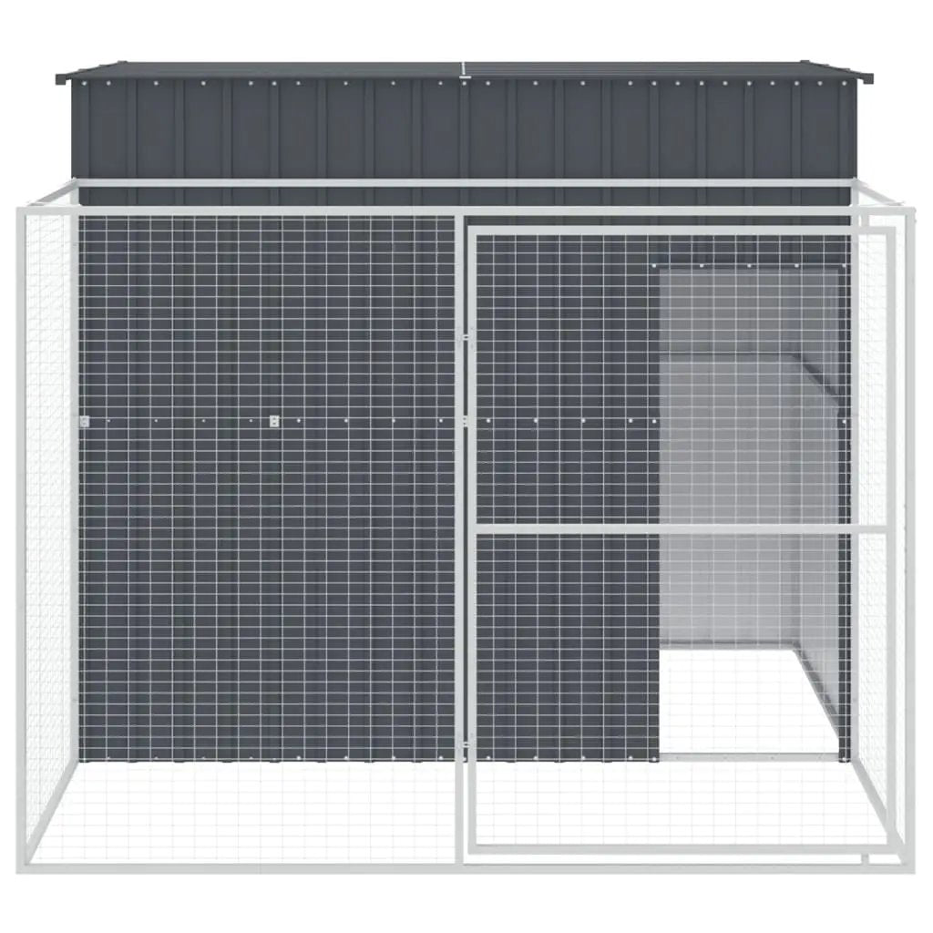 vidaXL Dog House with Run Anthracite 214x253x181 cm Galvanised Steel - from vidaXL