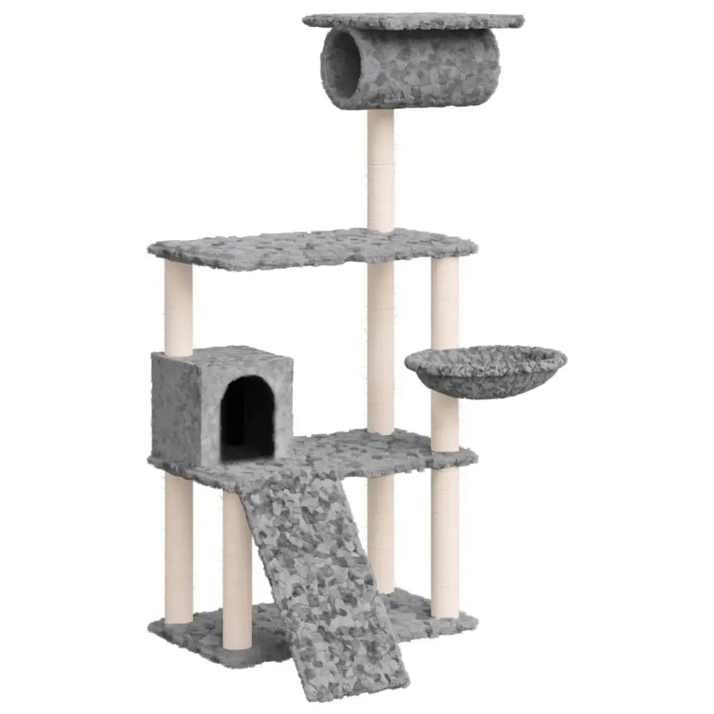 vidaXL vidaXL Cat Tree with Sisal Scratching Posts Light Grey 131 cm - Cat Tree