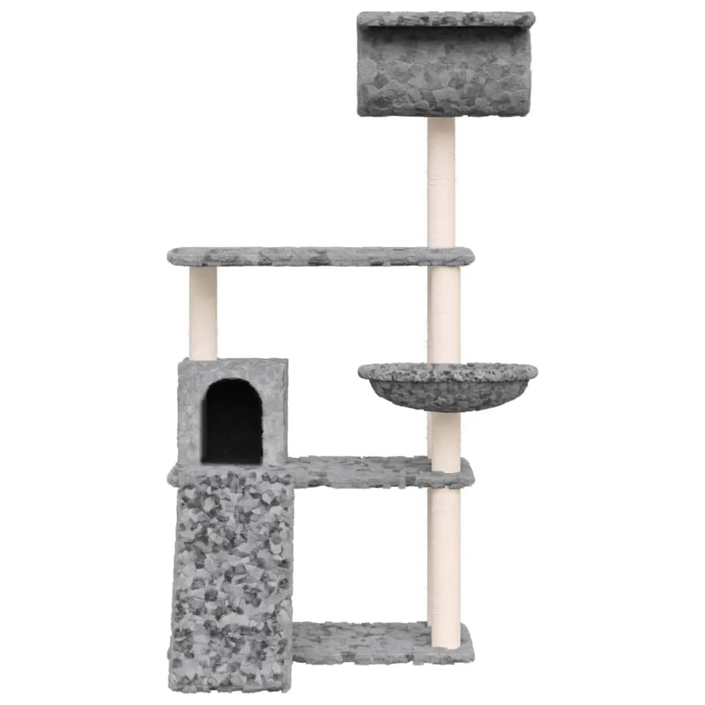 vidaXL vidaXL Cat Tree with Sisal Scratching Posts Light Grey 131 cm - Cat Tree