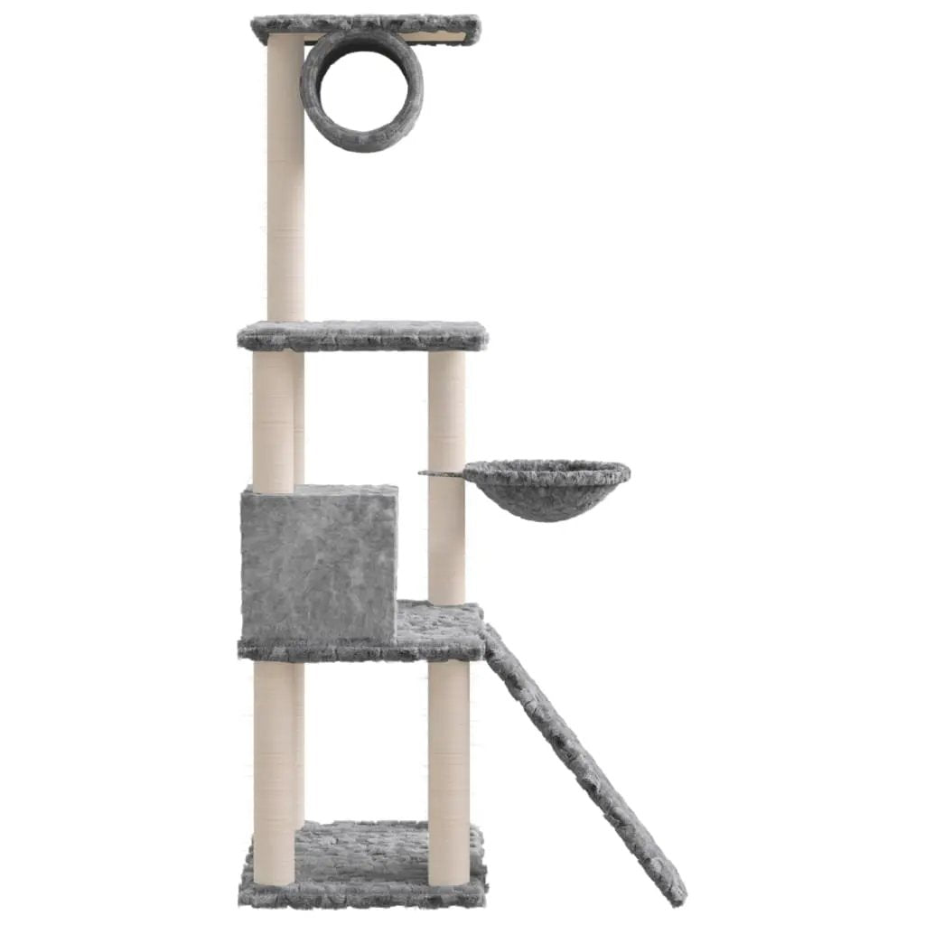 vidaXL vidaXL Cat Tree with Sisal Scratching Posts Light Grey 131 cm - Cat Tree