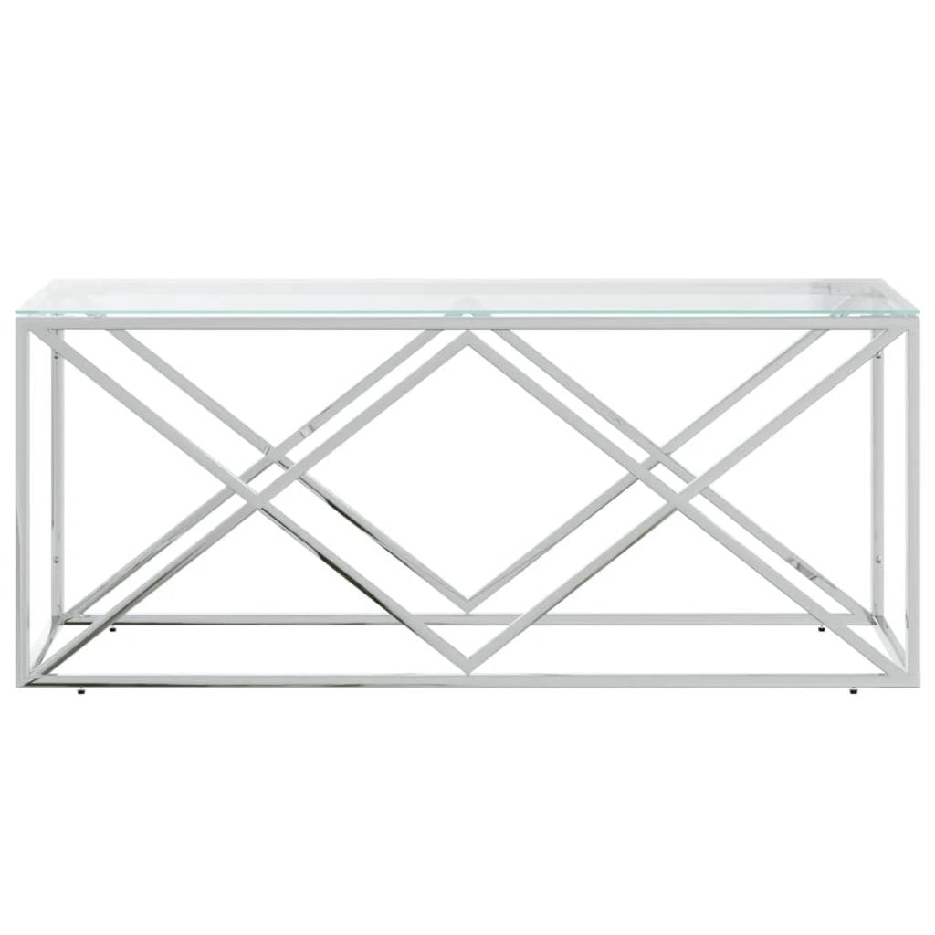 VidaXL Table 110x45x45 Stainless Glass Top Home by vidaXL