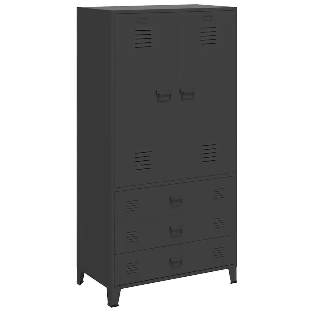 vidaXL vidaXL Industrial Wardrobe Black 90x50x180 cm Metal - Wardrobe