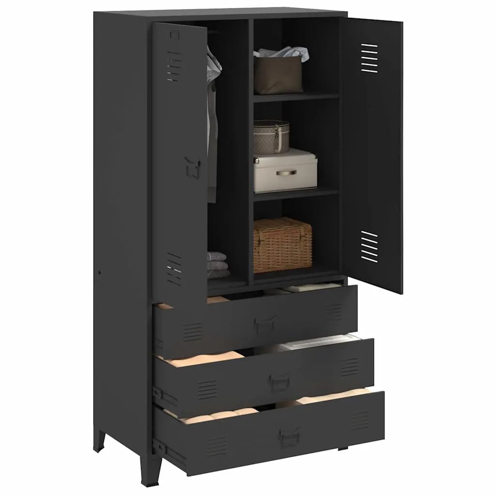 vidaXL vidaXL Industrial Wardrobe Black 90x50x180 cm Metal - Wardrobe
