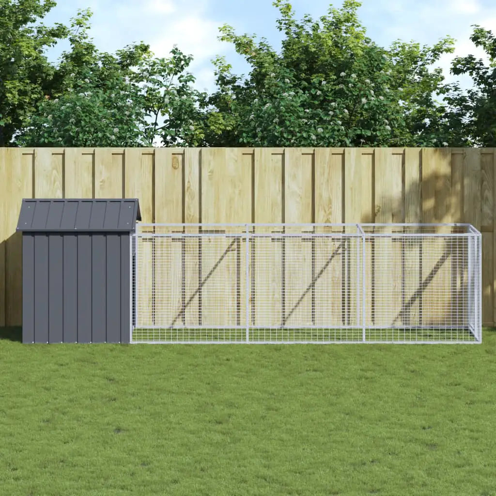 vidaXL Dog House with Roof Anthracite 117x405x123 cm Galvanised Steel - from vidaXL