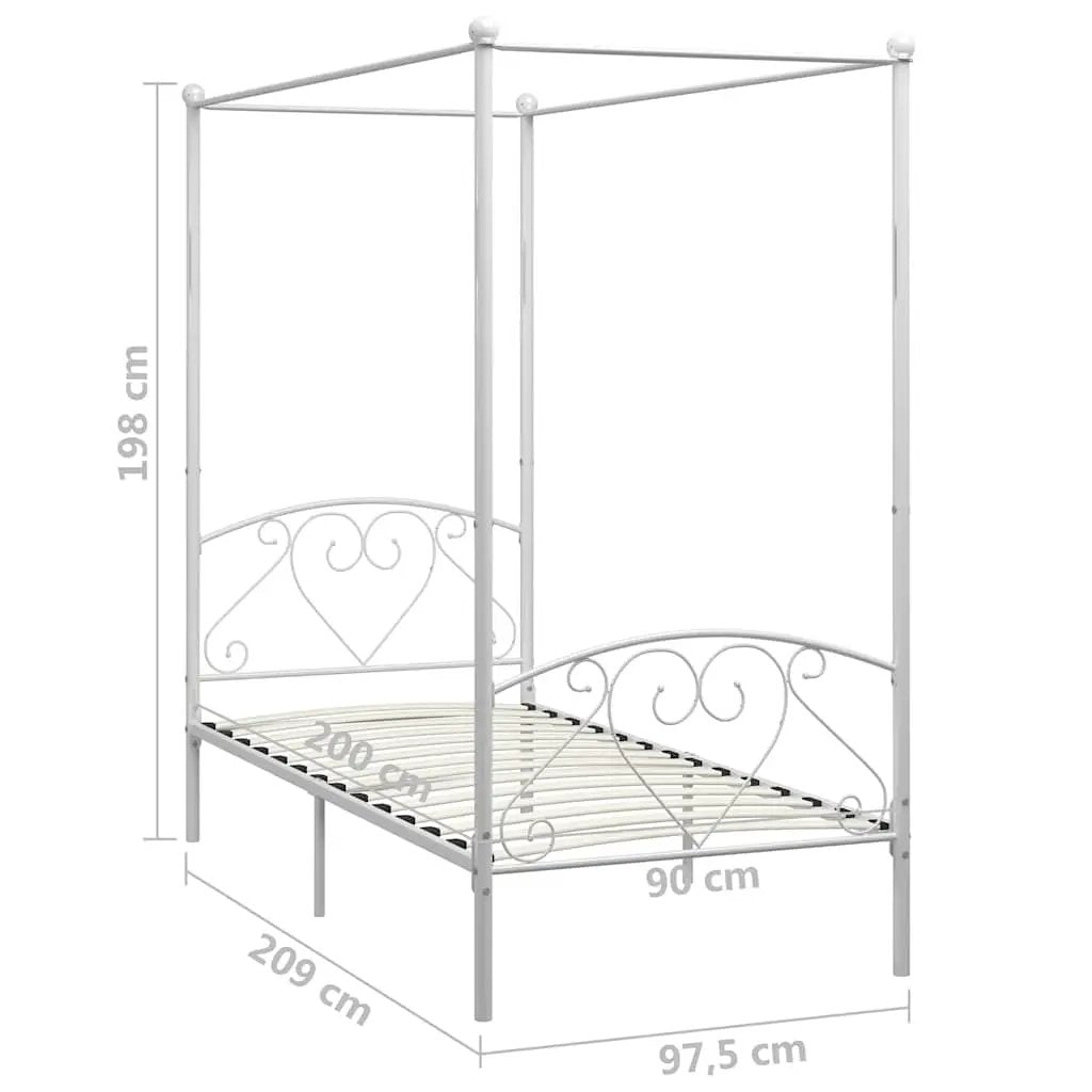 vidaXL Bed Frame | White | Metal | Single | Durable | Bed Frame | Rectangular - from vidaXL
