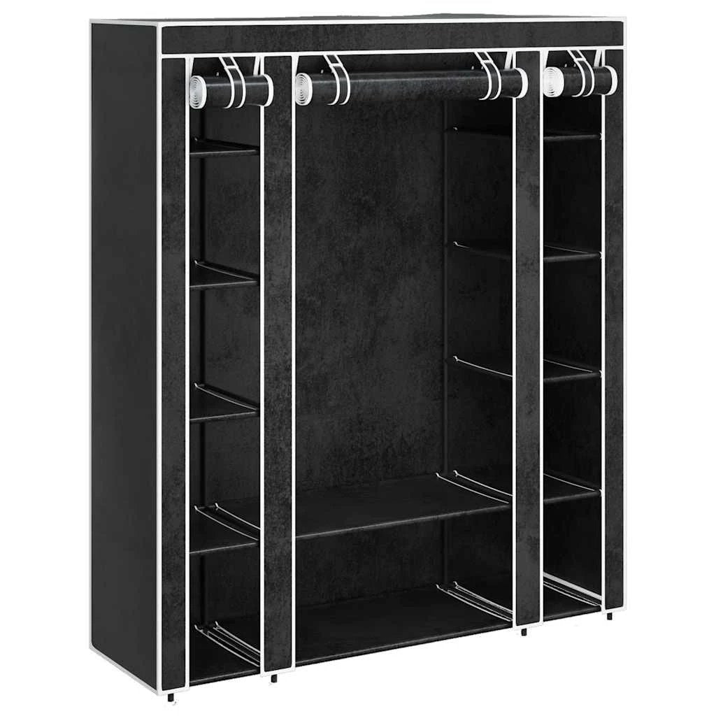 vidaXL vidaXL Fabric Wardrobe with Compartments and Rods 45x150x176 cm Black - Wardrobe