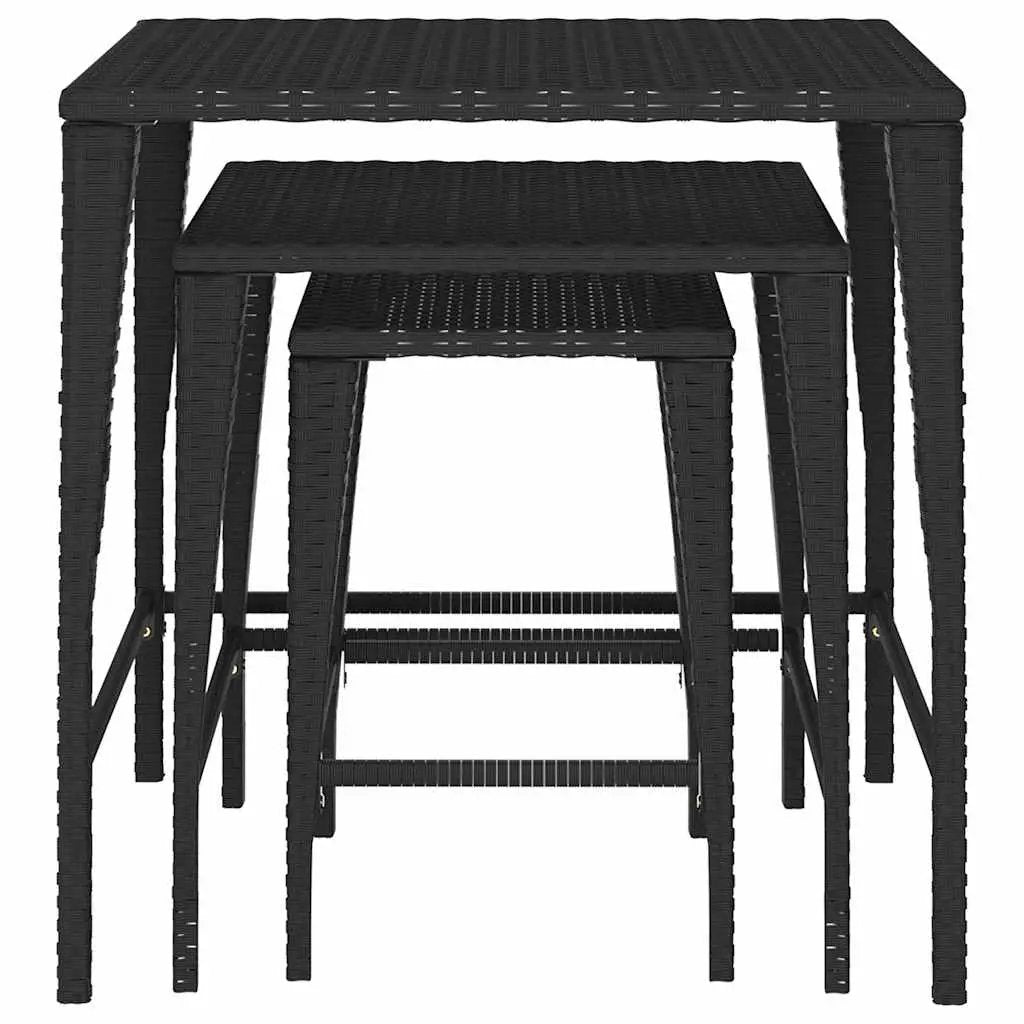 vidaXL vidaXL Garden Nesting Tables 3 pcs Black Poly Rattan - Nest of Tables