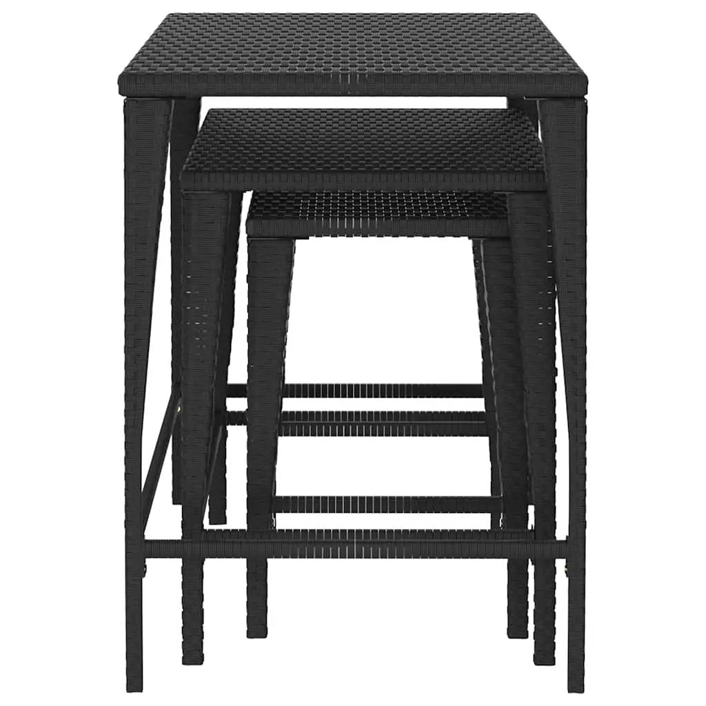 vidaXL vidaXL Garden Nesting Tables 3 pcs Black Poly Rattan - Nest of Tables