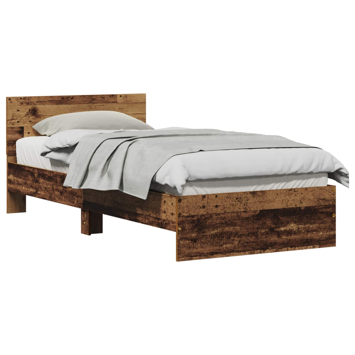 vidaXL Bed Frame with Headboard Old Wood 90 x 200 cm Engineered Wood - from vidaXL