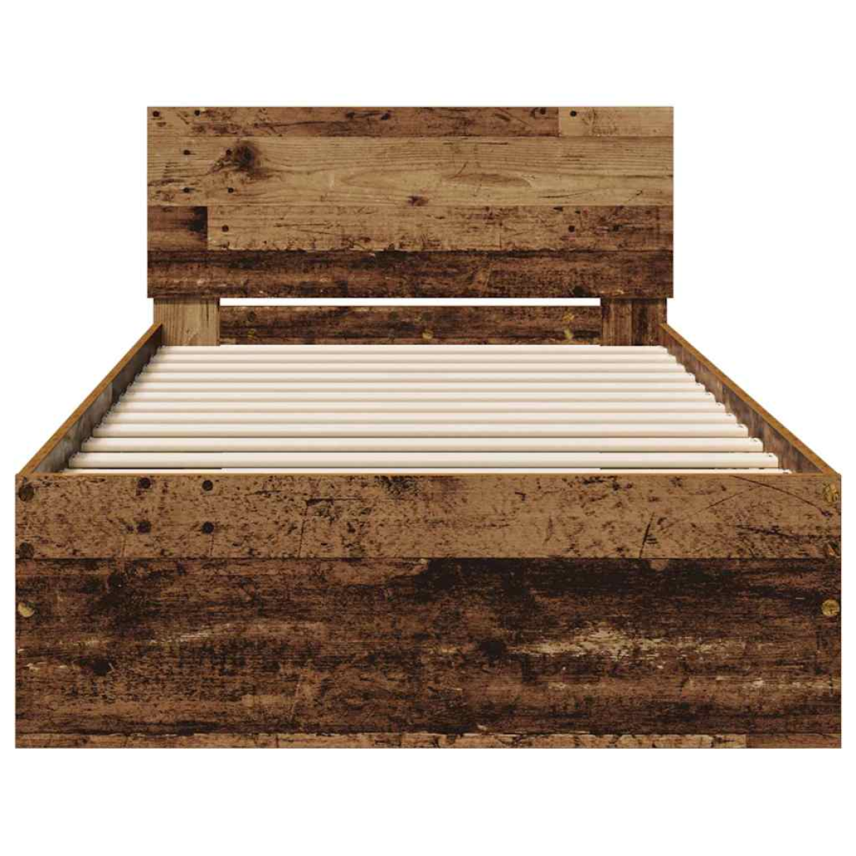 vidaXL Bed Frame with Headboard Old Wood 90 x 200 cm Engineered Wood - from vidaXL