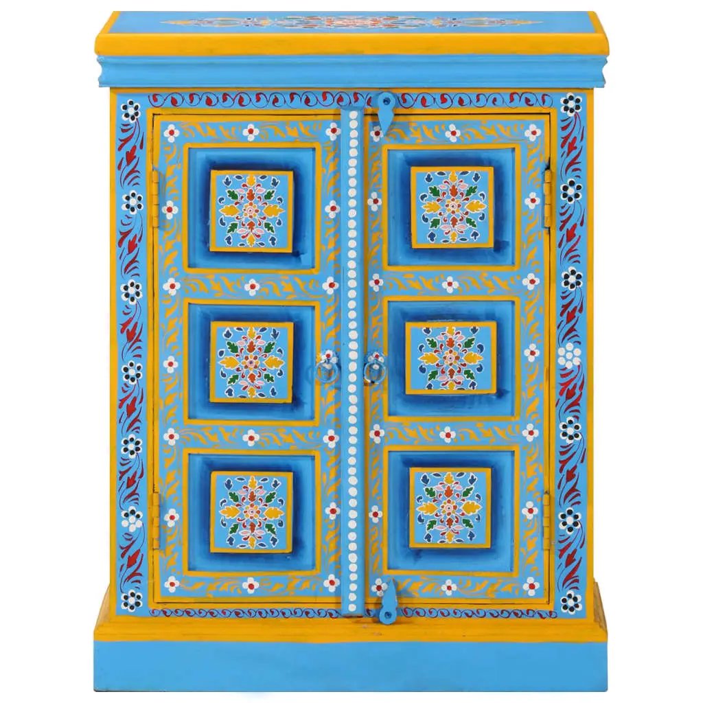 vidaXL vidaXL Sideboard Solid Mango Wood Turquoise Hand Painted - Sideboard