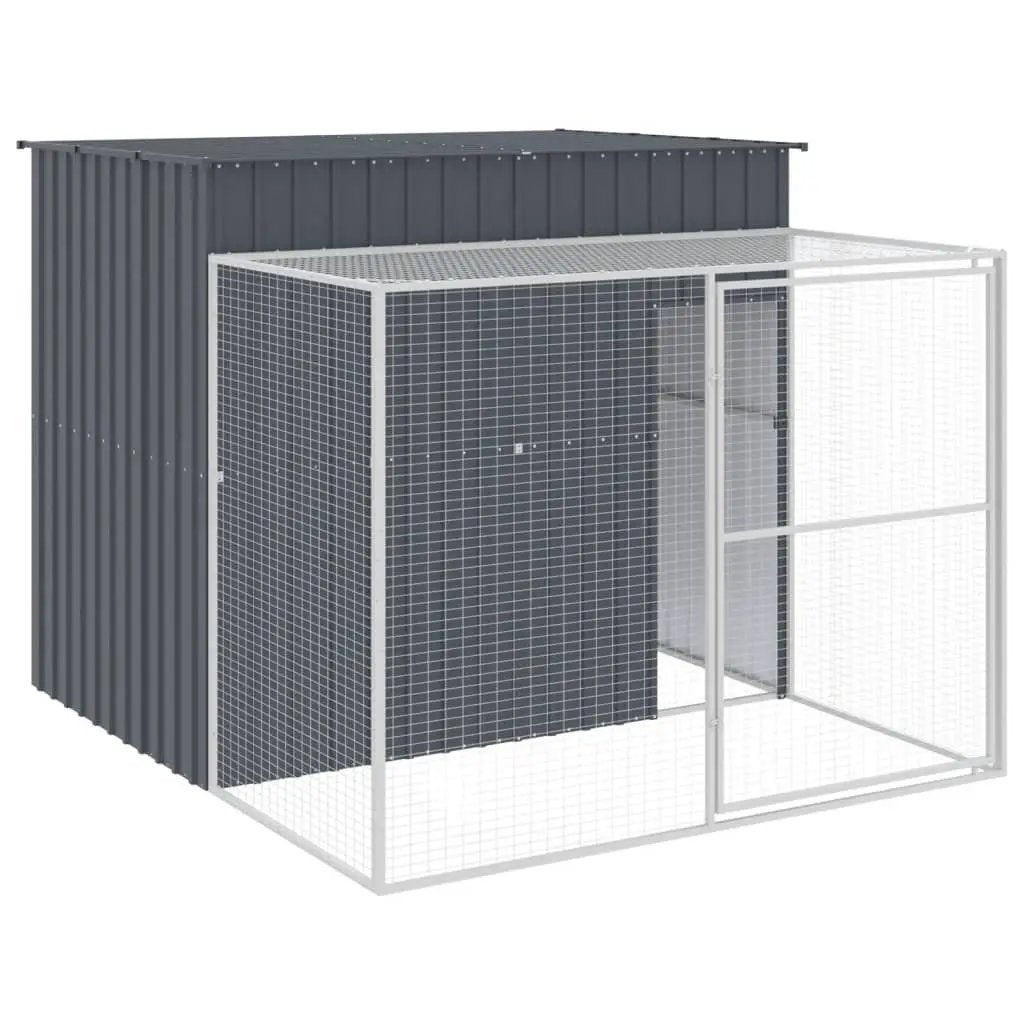 vidaXL Dog House with Run Anthracite 214x253x181 cm Galvanised Steel - from vidaXL
