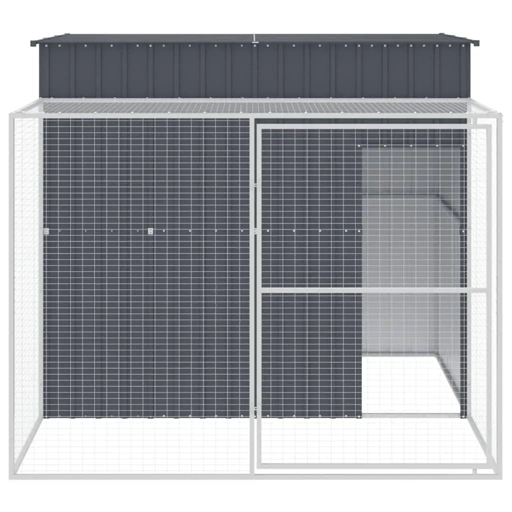 vidaXL Dog House with Run Anthracite 214x253x181 cm Galvanised Steel - from vidaXL