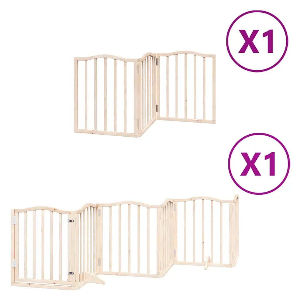 vidaXL Dog Gate with Door Foldable 9 Panels 450 cm Poplar Wood - from vidaXL