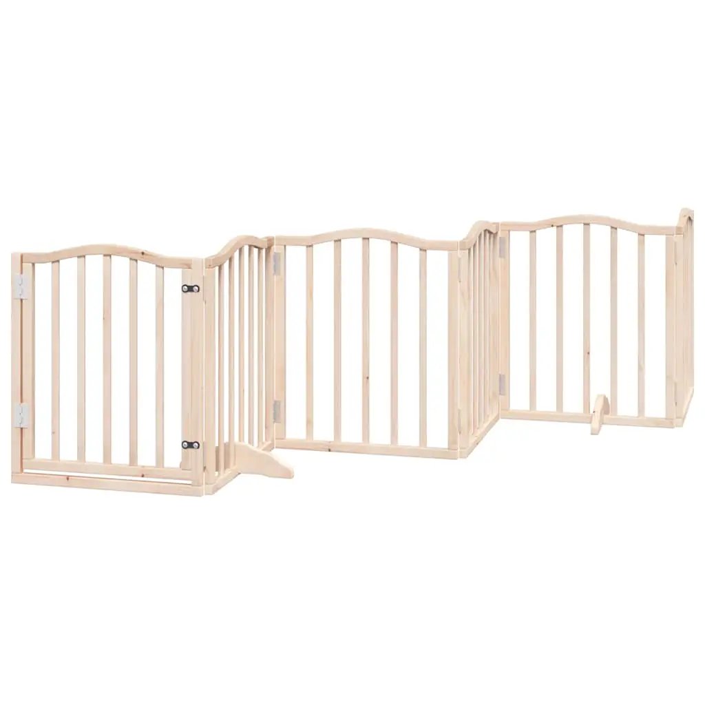 vidaXL Dog Gate with Door Foldable 9 Panels 450 cm Poplar Wood - from vidaXL