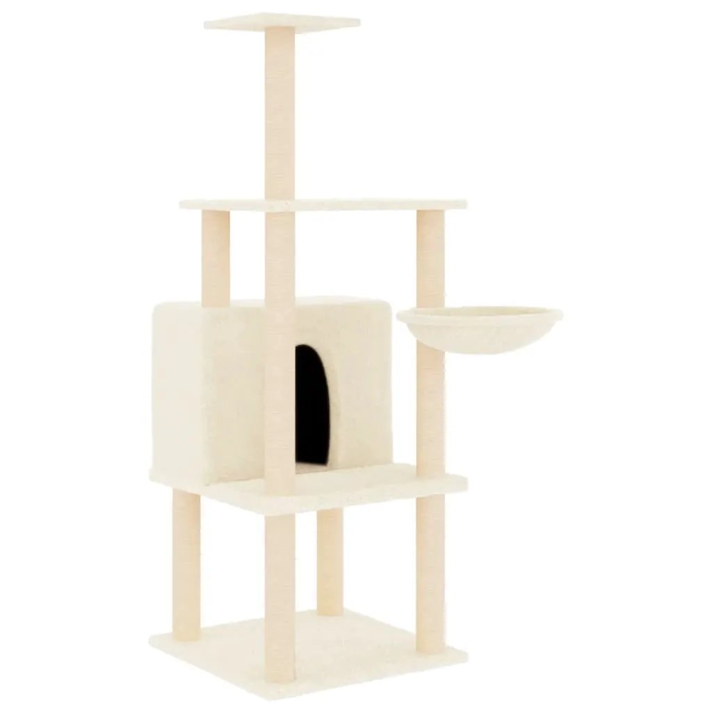 vidaXL vidaXL Cat Tree with Sisal Scratching Posts Cream 132 cm - Cat Tree
