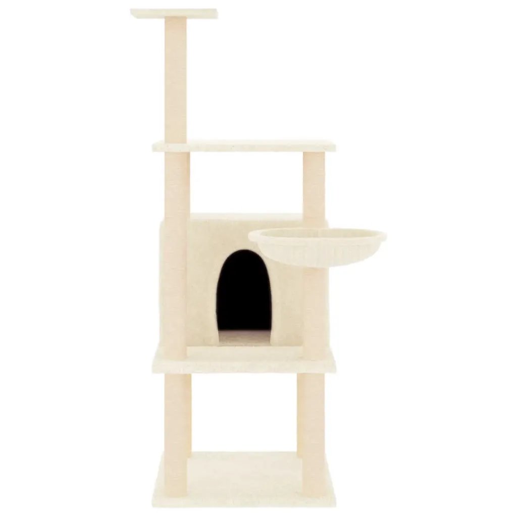 vidaXL vidaXL Cat Tree with Sisal Scratching Posts Cream 132 cm - Cat Tree