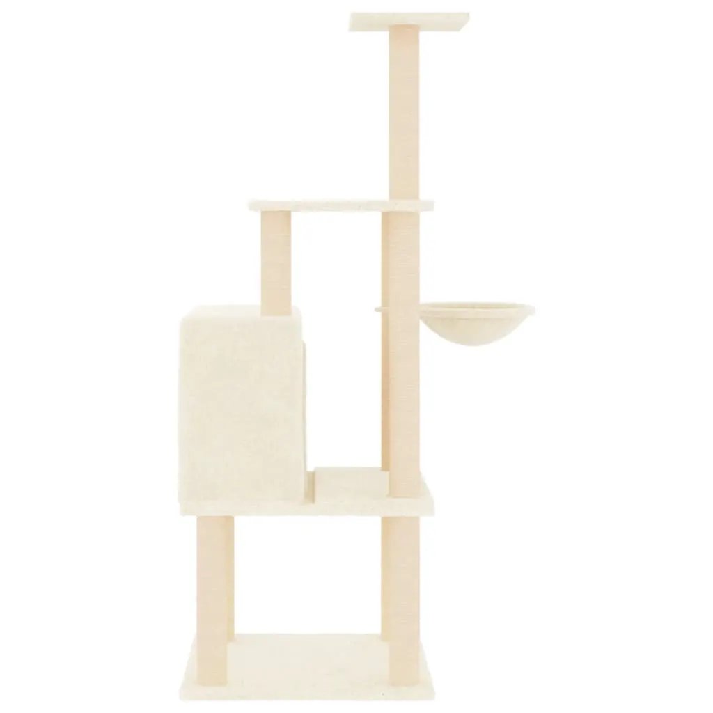 vidaXL vidaXL Cat Tree with Sisal Scratching Posts Cream 132 cm - Cat Tree