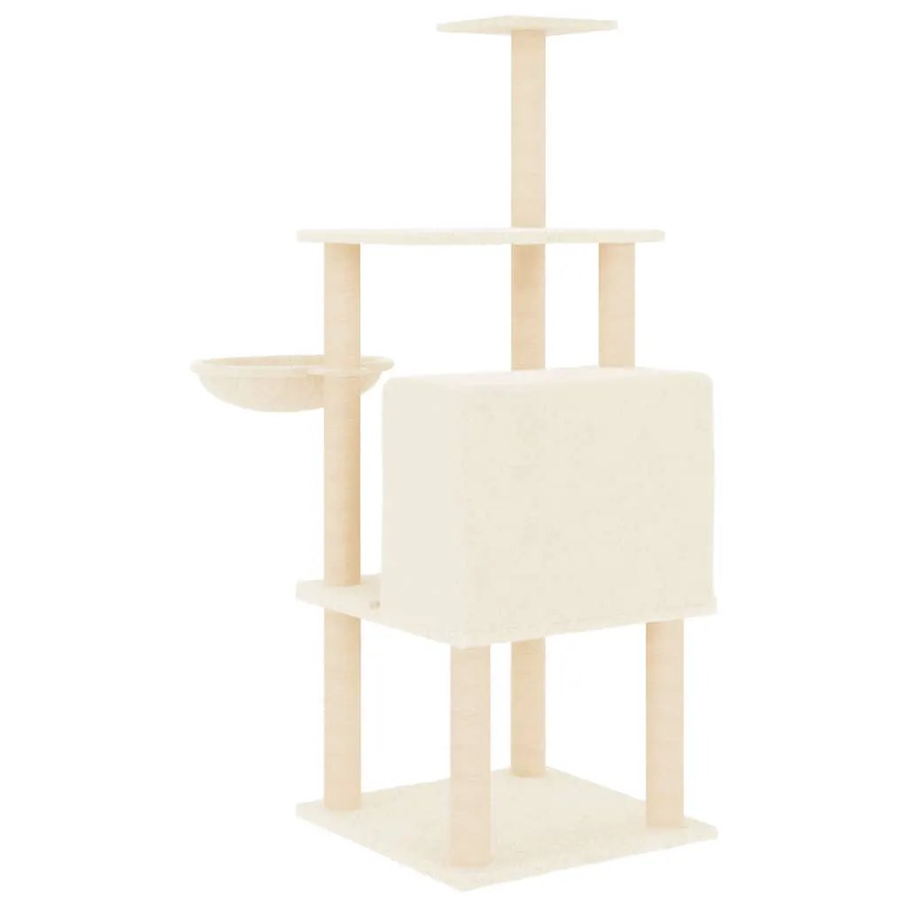 vidaXL vidaXL Cat Tree with Sisal Scratching Posts Cream 132 cm - Cat Tree