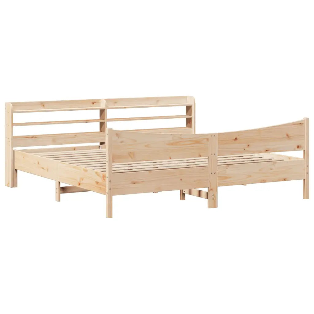 vidaXL Bed Frame with Headboard 200x200 cm Solid Wood Pine - from vidaXL