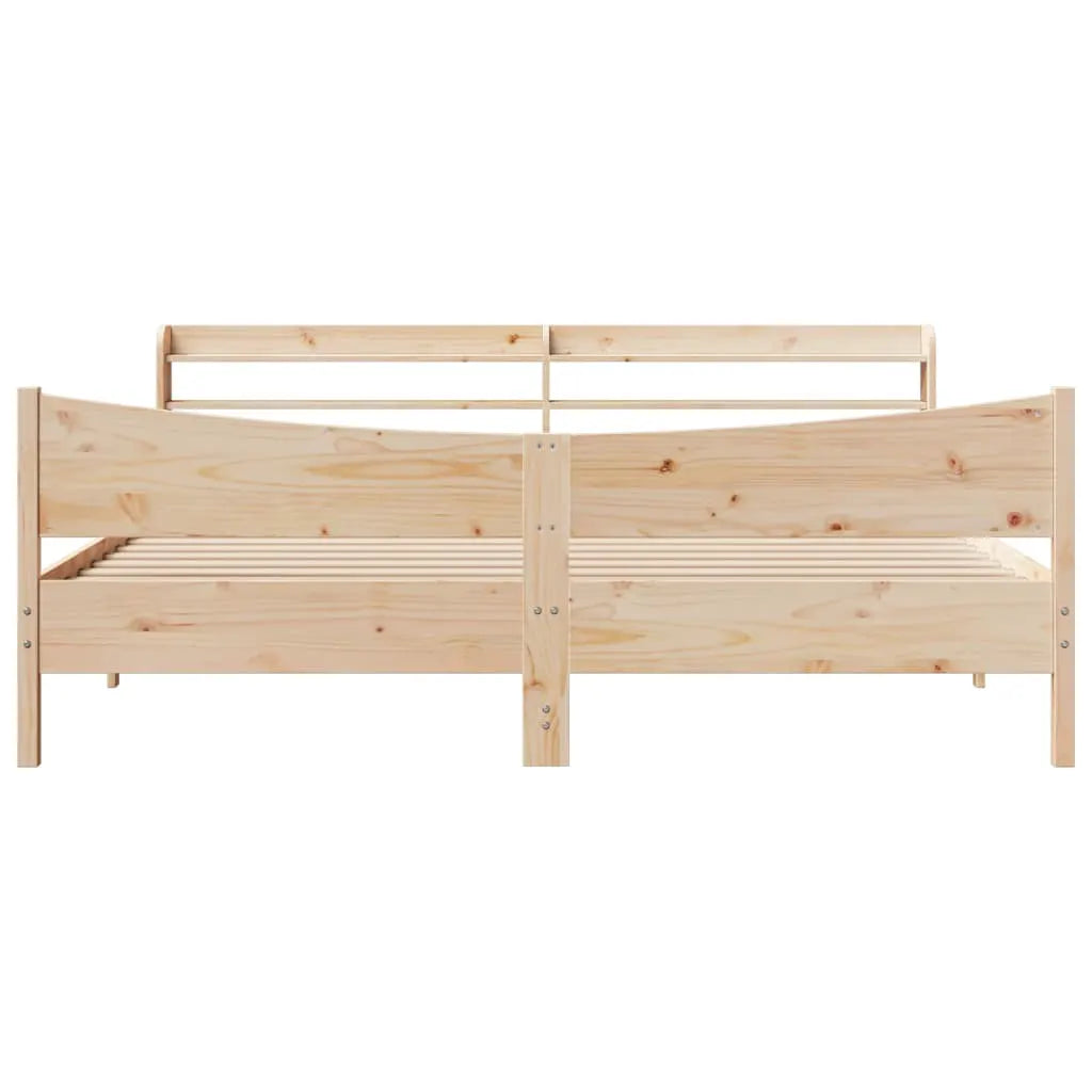 vidaXL Bed Frame with Headboard 200x200 cm Solid Wood Pine - from vidaXL