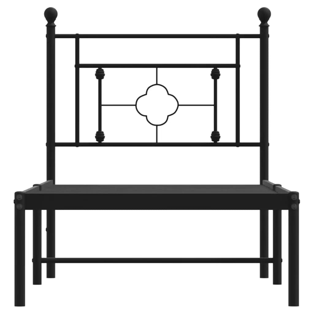 vidaXL Metal Bed Frame without Mattress with Headboard Black 75x190cm - from vidaXL