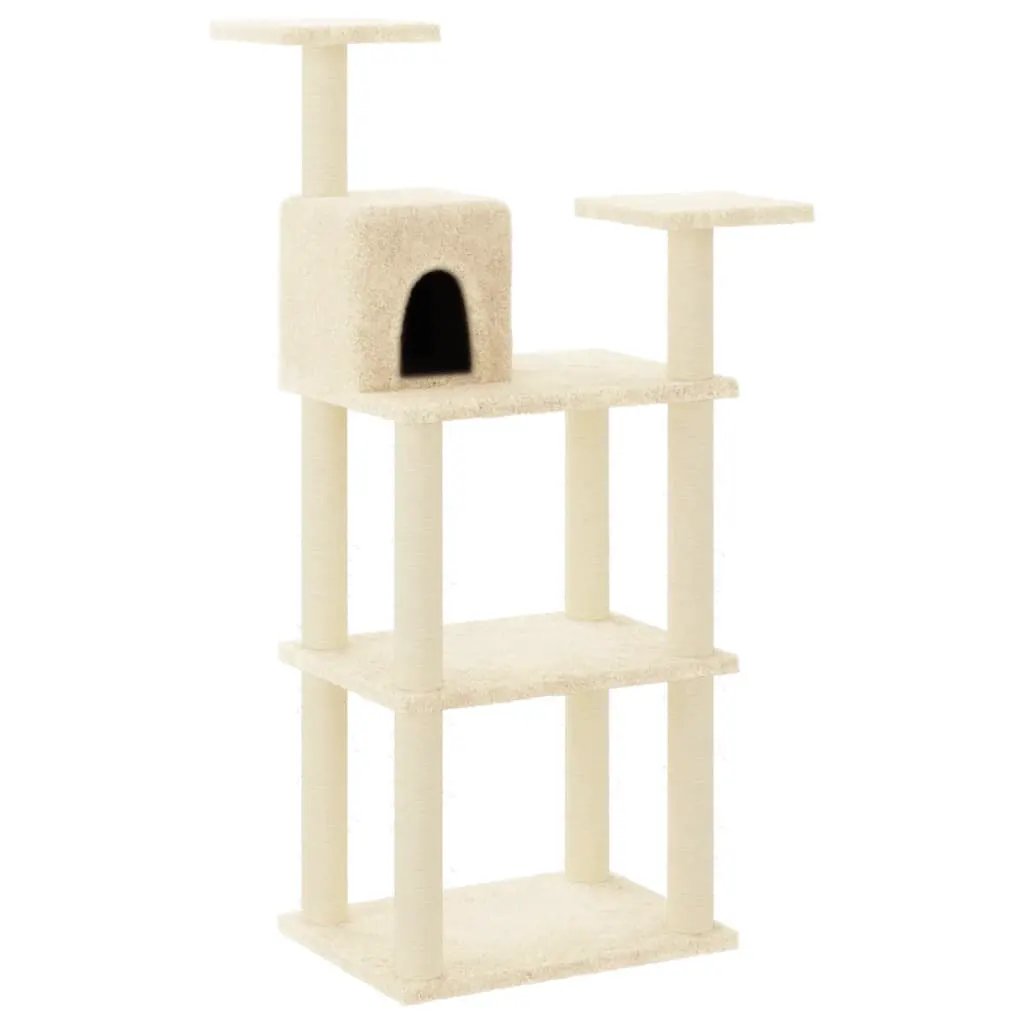 vidaXL vidaXL Cat Tree with Sisal Scratching Posts Cream 118.5 cm - Cat Tree
