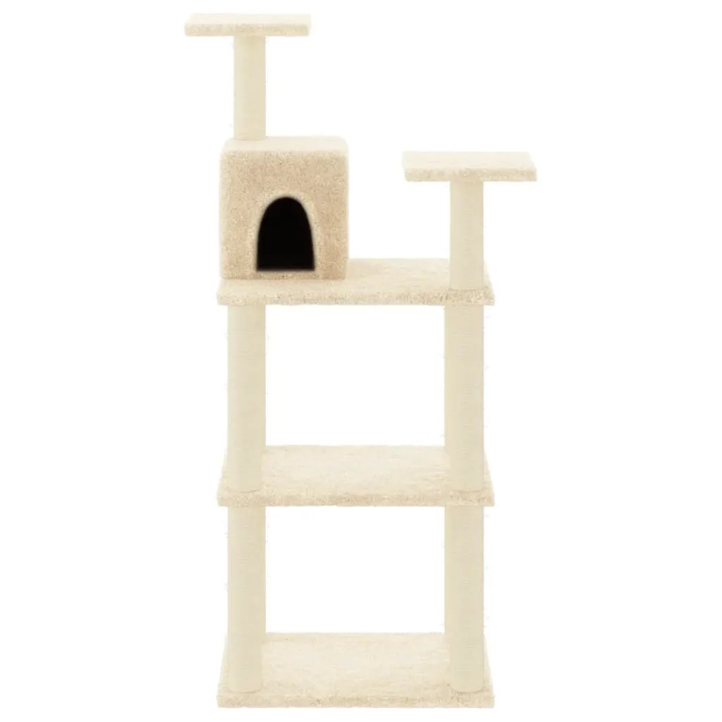 vidaXL vidaXL Cat Tree with Sisal Scratching Posts Cream 118.5 cm - Cat Tree