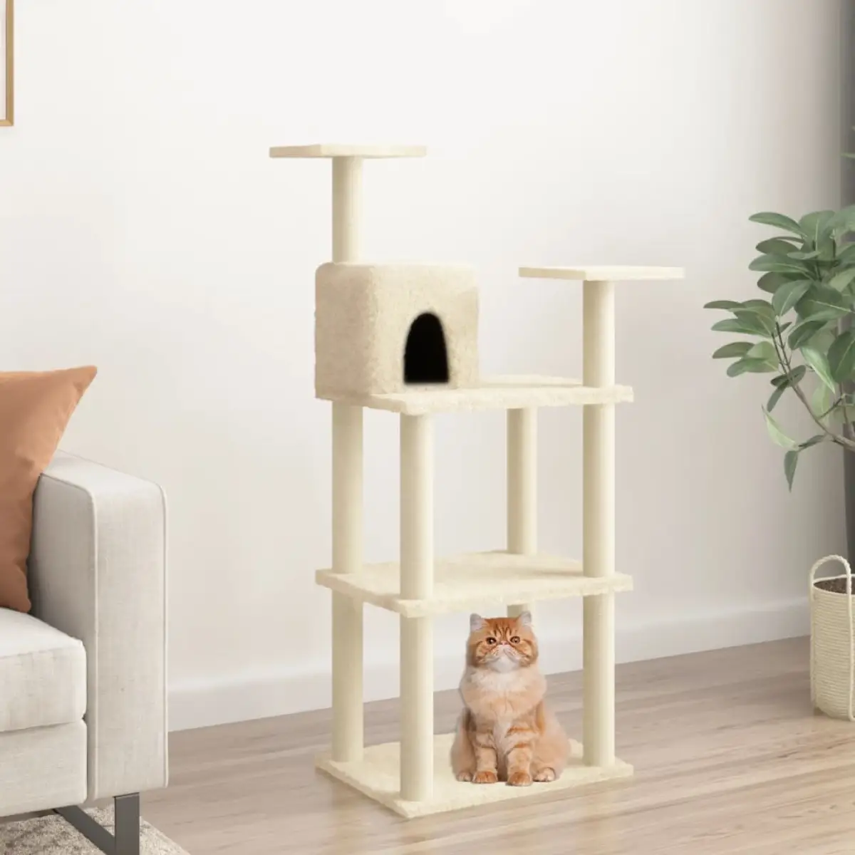 vidaXL vidaXL Cat Tree with Sisal Scratching Posts Cream 118.5 cm - Cat Tree