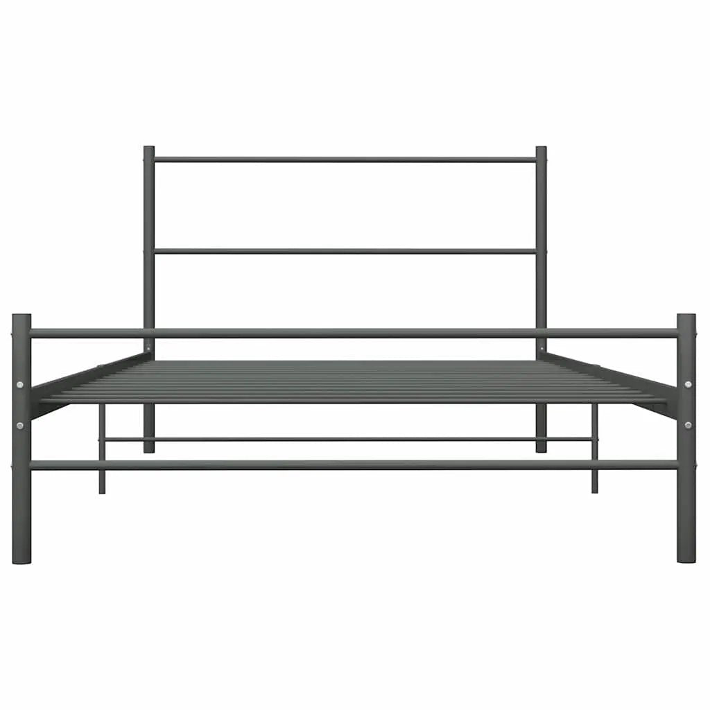 vidaXL Bed Frame | Grey | Metal | Single | Sturdy | Bed Frame | Rectangular - from vidaXL