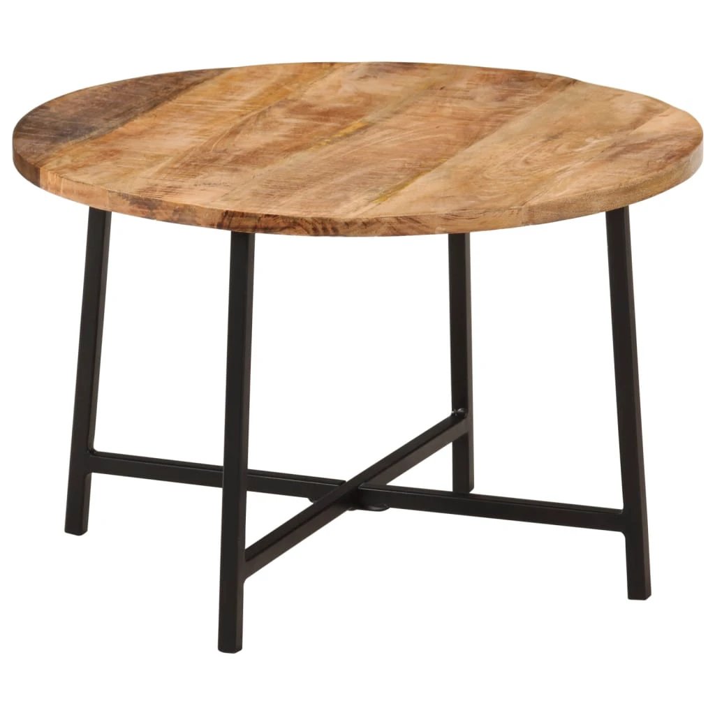 vidaXL VidaXL Round Coffee Table 54x54x35 Cm Solid Mango Wood With Industrial Iron Frame For Living Room - Coffee Table