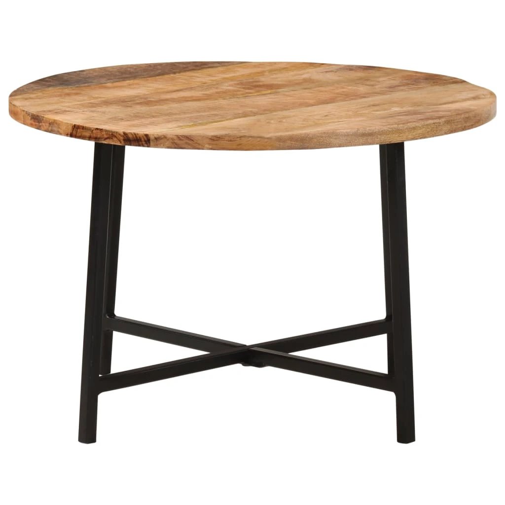 vidaXL VidaXL Round Coffee Table 54x54x35 Cm Solid Mango Wood With Industrial Iron Frame For Living Room - Coffee Table
