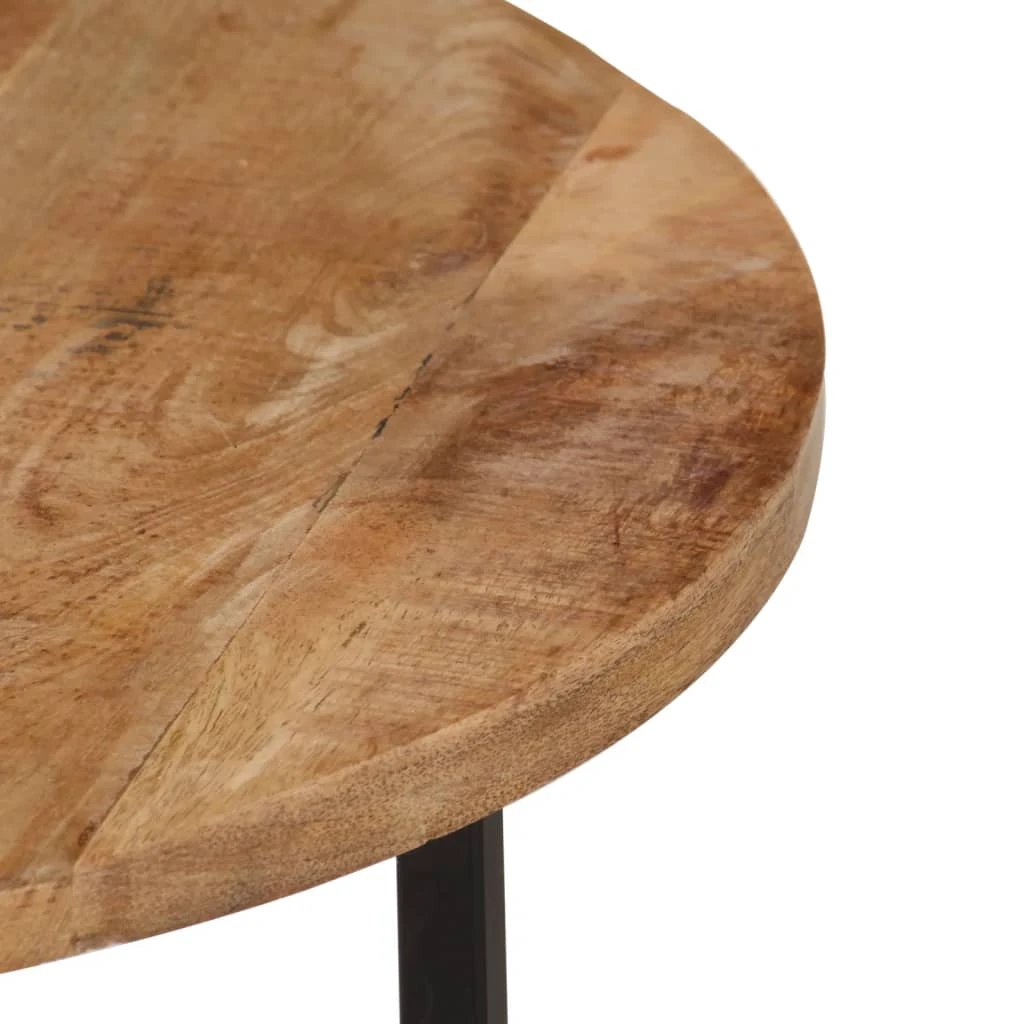 vidaXL VidaXL Round Coffee Table 54x54x35 Cm Solid Mango Wood With Industrial Iron Frame For Living Room - Coffee Table