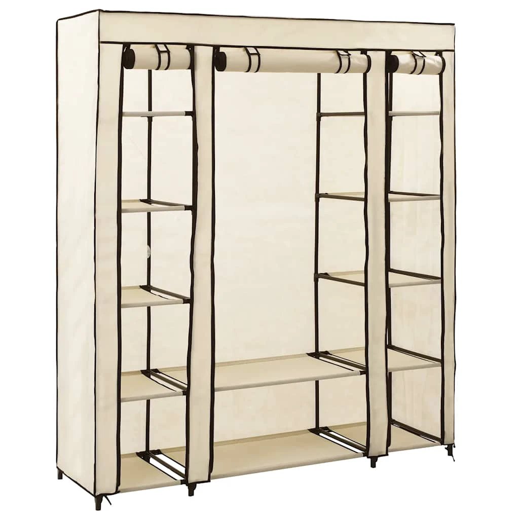 vidaXL vidaXL Wardrobe with Compartments and Rods Cream 150x45x176 cm Fabric - Wardrobe