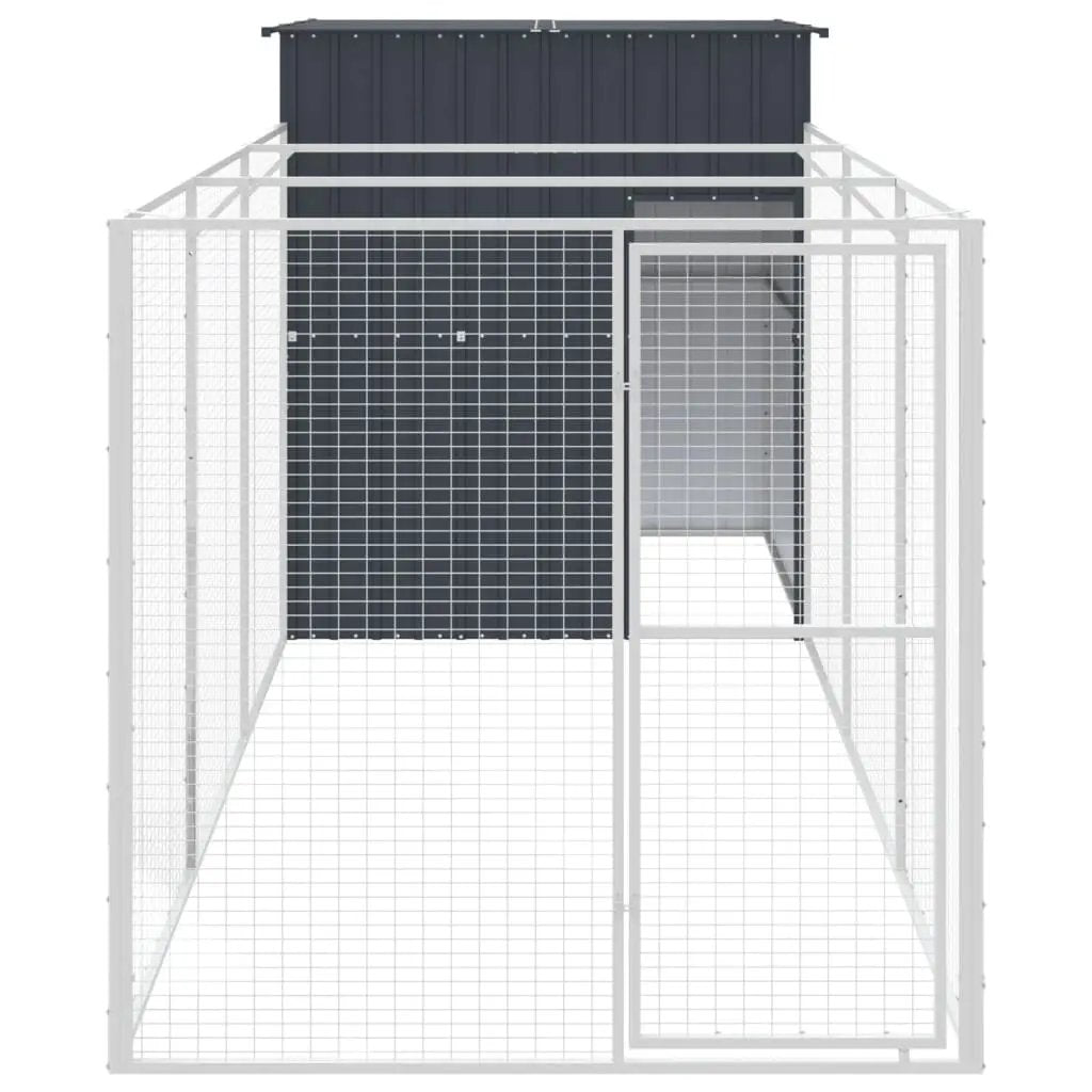 vidaXL Dog House with Run Anthracite 165x455x181 cm Galvanised Steel - from vidaXL
