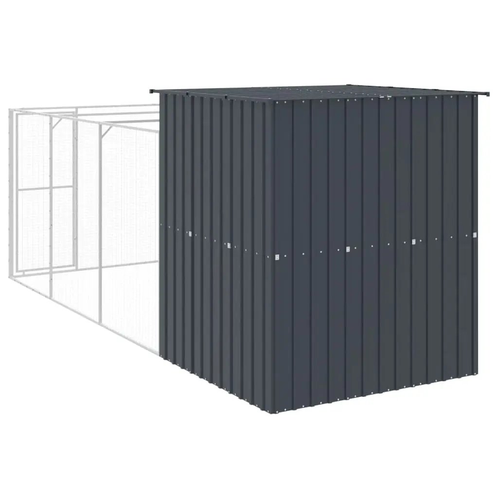 vidaXL Dog House with Run Anthracite 165x455x181 cm Galvanised Steel - from vidaXL