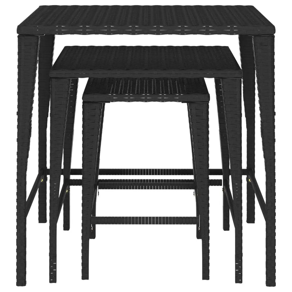 vidaXL vidaXL Nesting Tables 3 pcs Black Poly Rattan - Nest of Tables