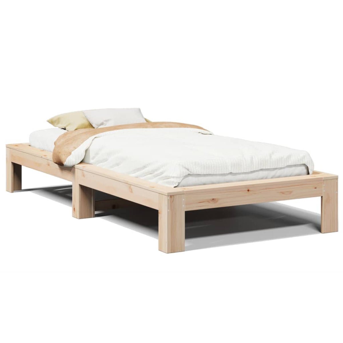 vidaXL Bed Frame | Natural wood colour | Solid pine wood, Plywood slats | Single - from vidaXL