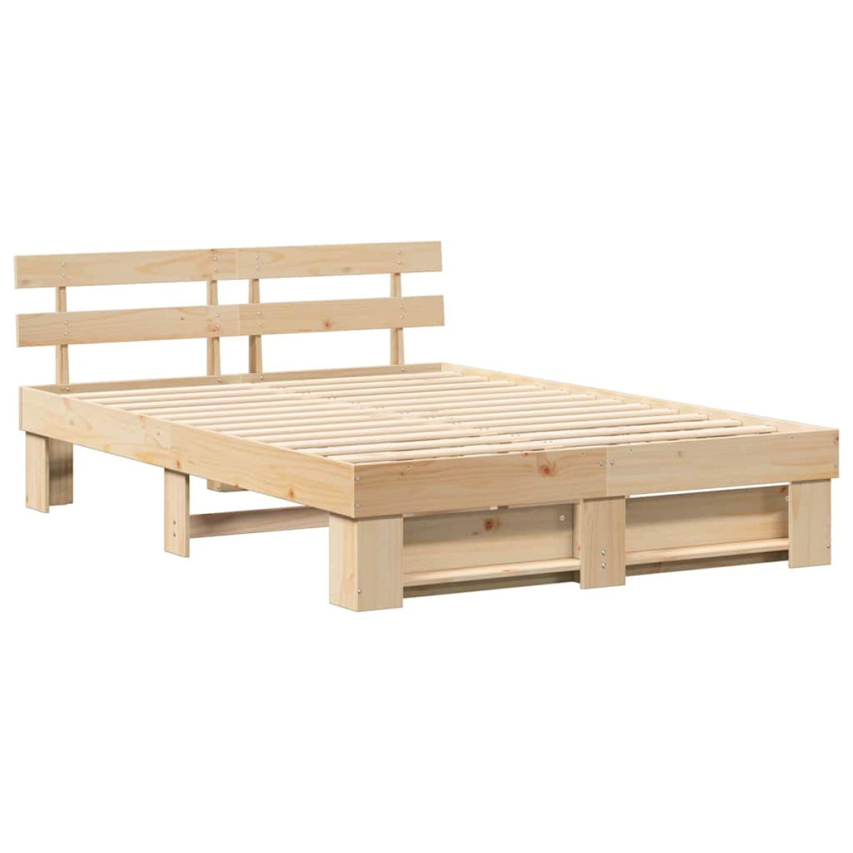 vidaXL Bed Frame with Headboard Brown 160 x 200 cm Solid Pine Wood - from vidaXL