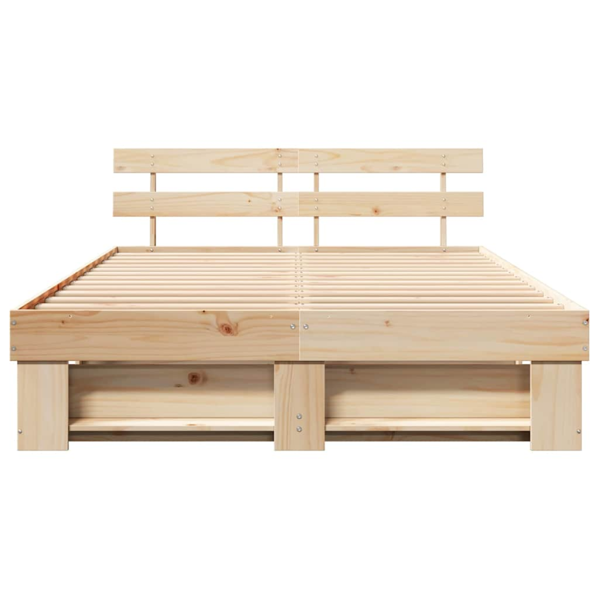 vidaXL Bed Frame with Headboard Brown 160 x 200 cm Solid Pine Wood - from vidaXL